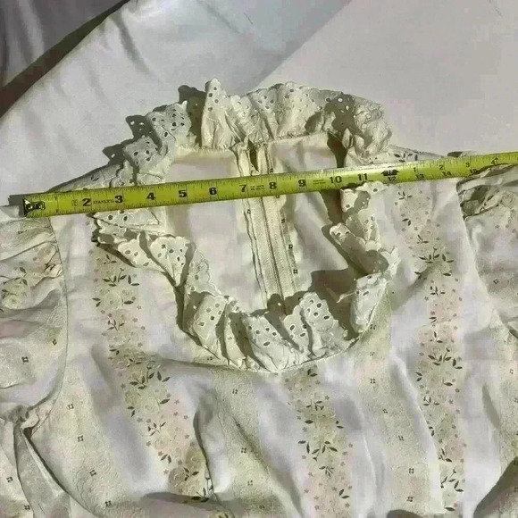 Vintage Homespun Gunne Sax Style 1970s Striped Cottagecore Floral Prairie Dress - Picture 8 of 16